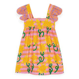 Stella McCartney Girls Sleeveless Sunflower Striped Dress w/ Frill ~ Pink Multi