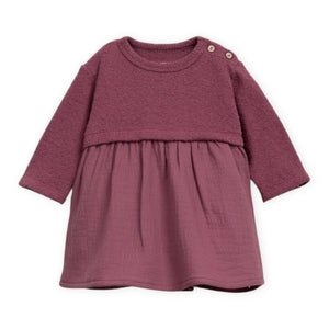 Play Up Baby Bi-material l/s Dress ~ Dark Rose