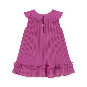 Mayoral Baby Girl Pleated Dress w/ Frills ~ Orchid