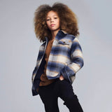 Appaman Boys Glen Hooded Flannel Shirt ~ Blue Herringbone Plaid