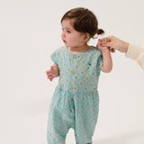 Bobo Choses Baby Daisy Mosaic Woven Romper ~ Light Blue