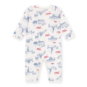 Petit Bateau l/s Paris Je T’aime Parisian Print Romper ~ White Multi