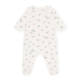 Petit Bateau Side Snap Seal Print Footie ~ White/Green