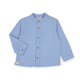 Mayoral Baby Boy Mandarin Collar l/s Gauze Shirt ~ Cloud Blue