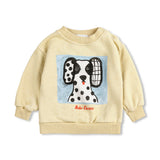 Bobo Choses Baby Van Dog Sweatshirt & New Hairline Striped Woven Pants Set ~ Yellow/Blue Multi