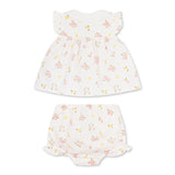 Petit Bateau Floral Print s/s Blouse & Bloomer Set ~ White Multi