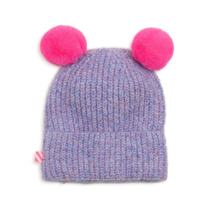 Billieblush Double Pompom Beanie ~ Purple Tulip
