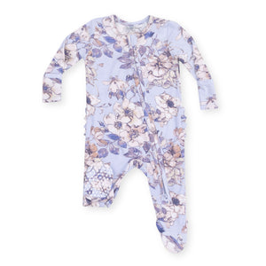 Angel Dear 2 Way Zipper Ruffle Footie ~ Woodrose Periwinkle