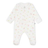 Petit Bateau Front Zip Floral Print Footie w/ Collar ~ White Multi