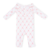 Angel Dear Thermal Ruffle Romper ~ Ribbon Bow Trellis