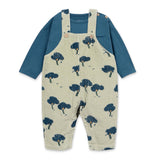 Play Up Baby l/s Top & Tree Print Corduroy Overalls ~ Teal/Pistachio