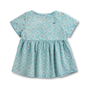 Bobo Choses Baby Daisy Mosaic Woven Dress ~ Light Blue