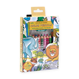 eeBoo Wild Animals Double-Sided Pencils with Fold-Out Mini Mural