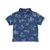 Mayoral Baby Boy Printed s/s Polo ~ Safari Friends/Indigo