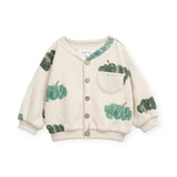 Play Up Baby Cloud Print Waffle Weave Cardigan & Pants Set ~ Ecru/Green