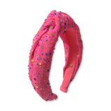 Bari Lynn Tulle Jeweled Knot Headband ~ Neon Pink