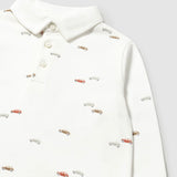 Mayoral Baby Boy l/s Cars Print Polo ~ Cream