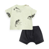 Play Up Baby Printed Tee & Slouch Shorts Set ~ Iguanas/Carbon