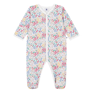 Petit Bateau Front Snap Floral Print Footie ~ Multi