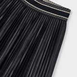 Mayoral Girls Pleated Faux Leather Skirt ~ Black
