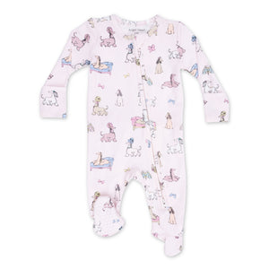 Angel Dear 2 Way Zipper Ruffle Back Footie ~ Fancy Hounds With Bows