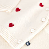 Petit Bateau Knit Heart Sweater & Pants Set ~ White/Red