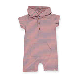 Me & Henry Baby Charlie Short Hooded Romper ~ Pink/Blue Stripe
