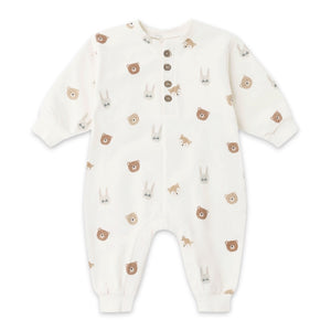 Quincy Mae Relaxed Fleece Romper ~ Critters/Ivory