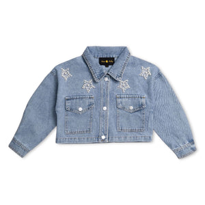 Petite Hailey Star Denim Jacket ~ Blue
