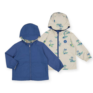 Mayoral Baby Boy Reversible Windbreaker ~ Indigo/Cream Safari Print