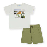 Mayoral Boys s/s Graphic Tee & Shorts Set ~ White/Iguana