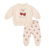 Quincy Mae Mon Amour Relaxed Fleece Sweatshirt & Sweatpants Set ~ Antique