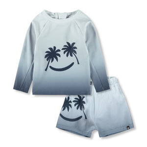 Molo Baby Nemo l/s Rashgaurd & Newton Swim Trunks Set ~ Baby Palm Smile