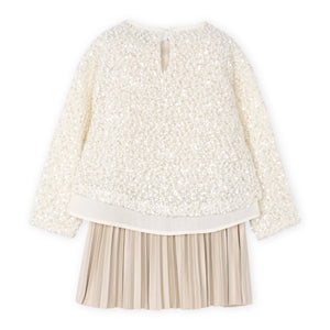 Mayoral Girls Sequin 2 Piece Dress ~ Sand