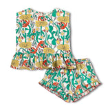 Bobo Choses Baby Color Herbalist Woven Blouse & Ruffled Shorts Set ~ Multi