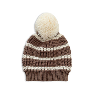 The Blueberry Hill Rib Knit Stripe Hat ~ Tan