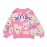 Rock Your Kid Je T'aime Hearts Sweatshirt ~ Pink