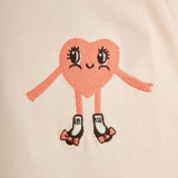 Mini Rodini Baby Chenille Heart w/ Shoes Sweatshirt ~ Light Peach