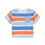 Mayoral Baby Boy Printed Stripe s/s T-shirt ~ Blue/Orange