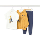 Mayoral Baby Boy Zip Hoodie, Tee & Joggers 3pc Set ~ Golden/Navy