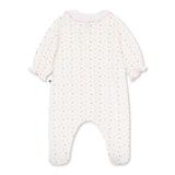 Petit Bateau Front Snap Multi Heart Print Footie w/ Ruffle Collar ~ White Multi