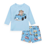 Huxbaby Huxmobile Rashguard & Swim Shorts Set ~ Splash/Sky