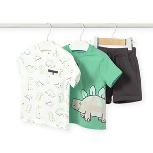 Mayoral Baby Boy Dino 3pc Shorts Set ~ Lake/Carbon