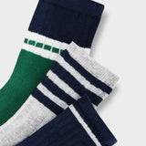 Mayoral Boys Striped Socks Set of 3 ~ Dark Lake