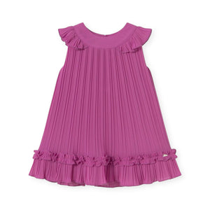 Mayoral Baby Girl Pleated Dress w/ Frills ~ Orchid