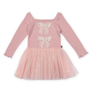 Petite Hailey Glitter Bows l/s Tutu Dress ~ Pink