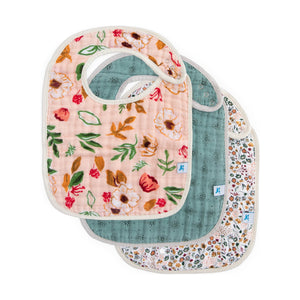 Little Unicorn Cotton Muslin Classic Bib 3 Pack ~ Vintage Floral Set