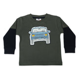 Mish Jeep Applique 2fer l/s Tee ~ Olive/Navy