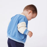 Petit Bateau Baby Varsity Jacket ~ Blue/Cream