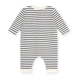 Petit Bateau l/s Striped Romper w/ Collar ~ White/Navy